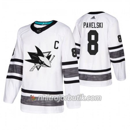 Män Ishockey San Jose Sharks tröja Joe Pavelski 8 Vit 2019 All-Star Adidas Authentic